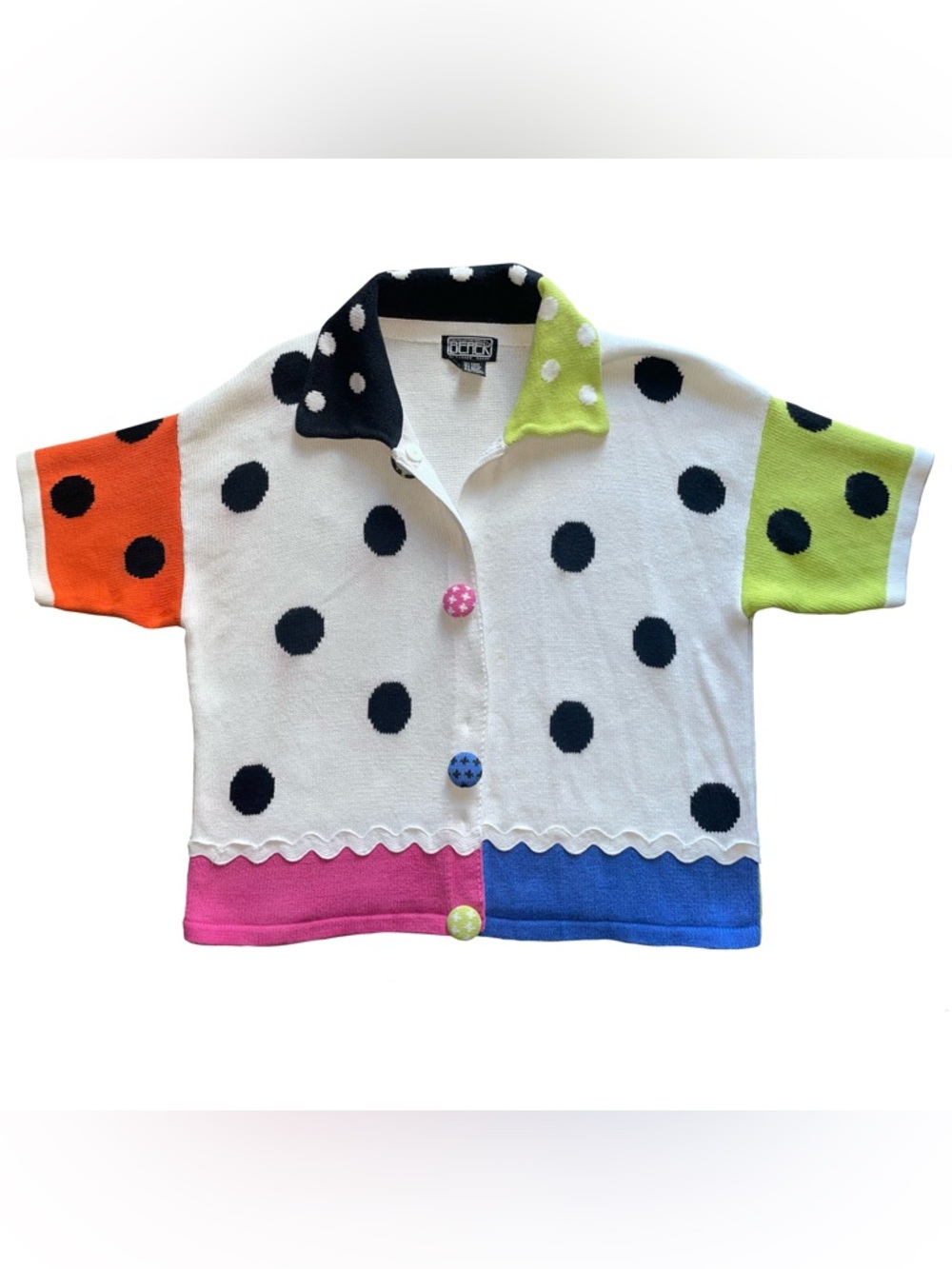 Rare VTG Berek Takako Sakon Polka Dot Artsy Button Up Cardigan Festival Summer L
